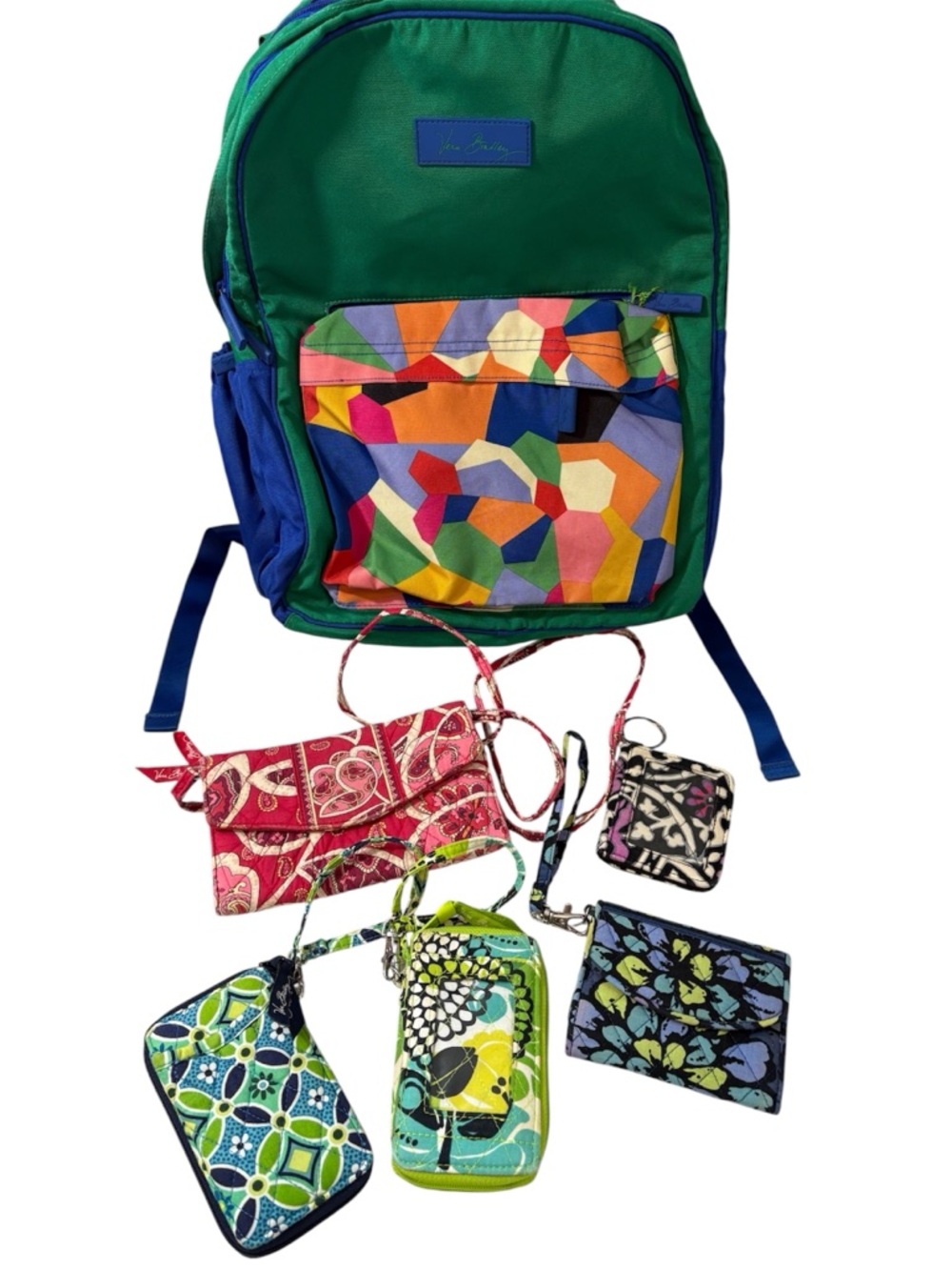 VERA BRADLEY RESELLER LOT Multicolor Backpack with Assorted Small Pouches